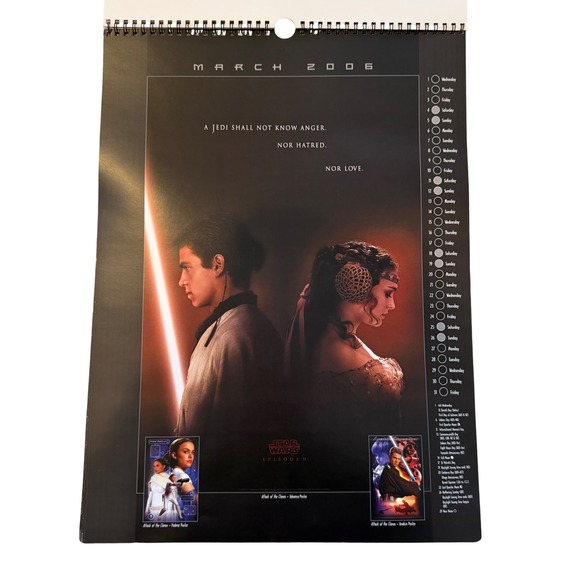 Star Wars 2006 Poster Calendar Lucasfilm Movie Art Revenge of the Jedi Yoda - Picture 7 of 14
